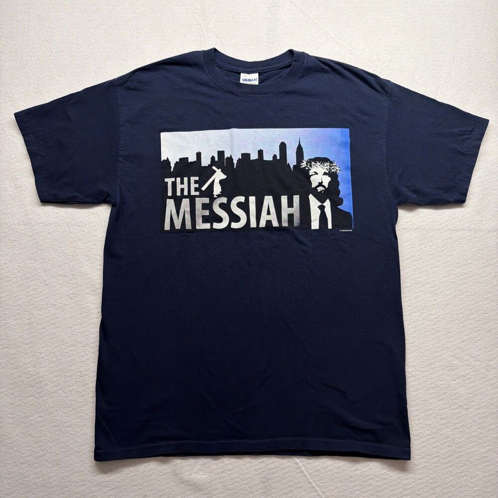 Vintage Y2K Gildan The Messiah Jesus T-Shirt Apprentice Parody Blue Men's Large